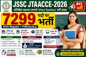 JSSC Para Teacher Recruitment 2026 7299 vacancy apply online last date 30 August Jharkhand teacher jobs banner