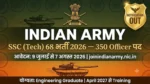 Indian Army SSC Tech 68 Recruitment 2026 – 350 Posts Apply