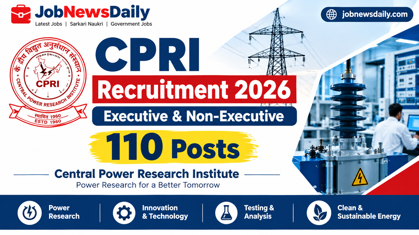 CPRI Recruitment 2026 – 110 Executive Non-Executive Posts