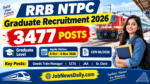 RRB NTPC Graduate Recruitment 2026: 3,477 पदों पर भर्ती, आवेदन 8 अक्टूबर से
