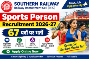 Southern Railway Sports Quota Recruitment 2026:67 पदों पर भर्ती, Apply Online