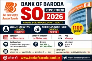 Bank of Baroda SO Recruitment 2026 for 1100 posts