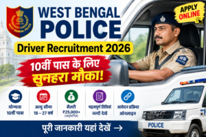 West Bengal Police Driver Recruitment 2026 poster for 10th pass candidates showing salary age limit and apply online details