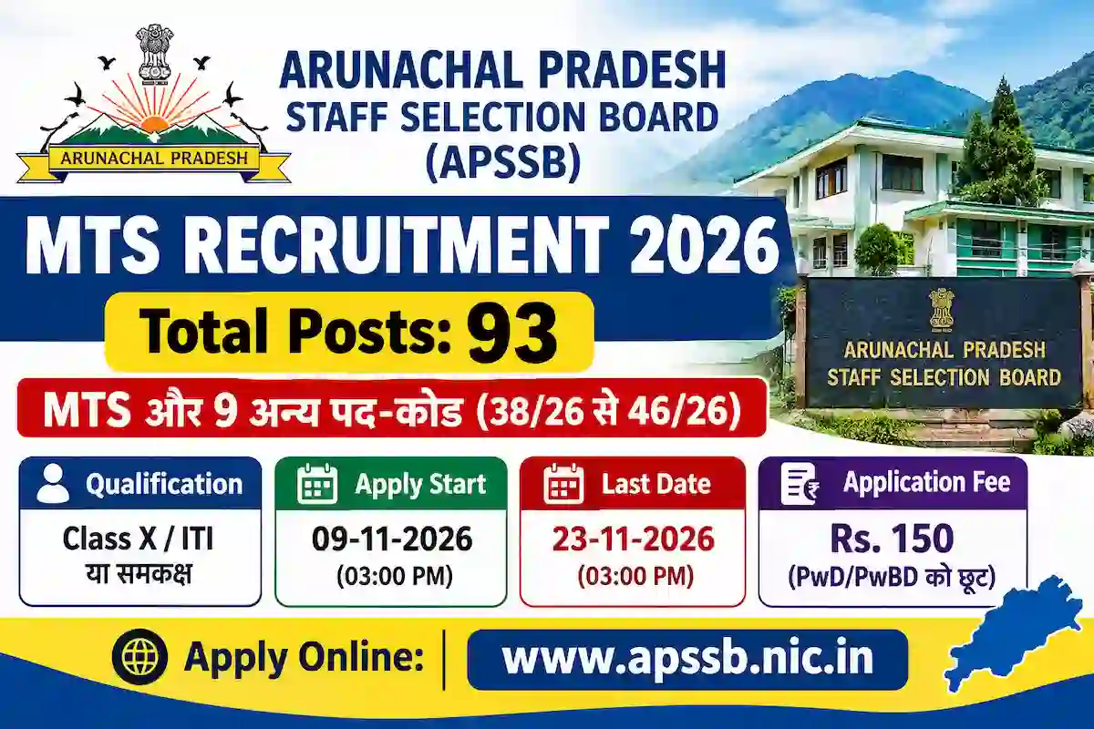 APSSB MTS भर्ती 2026: 93 पद, आवेदन 9 नवंबर से शुरू